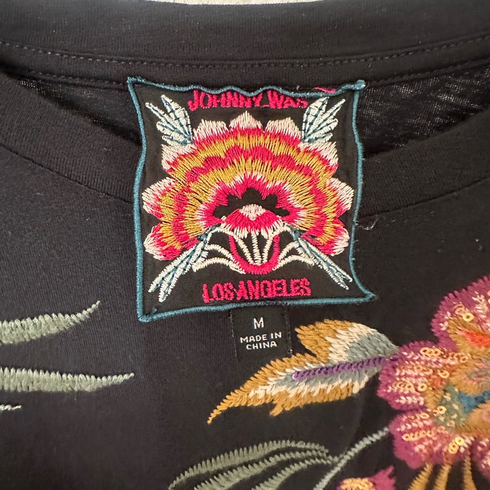 Johnny Was Embroidered Floral Long-Sleeve Top - Black and floral - Picture 2 of 11